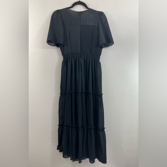 Black Layered Goth Wednesday Adams Maxi Dress NWT - Picture 3 of 12